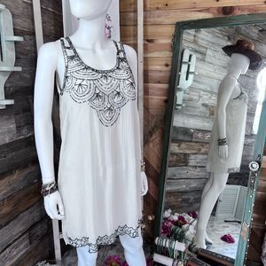 dizzylizzy Sheer Sequin Embellished Crepe Dress Full Spaghetti Strap Slip💗